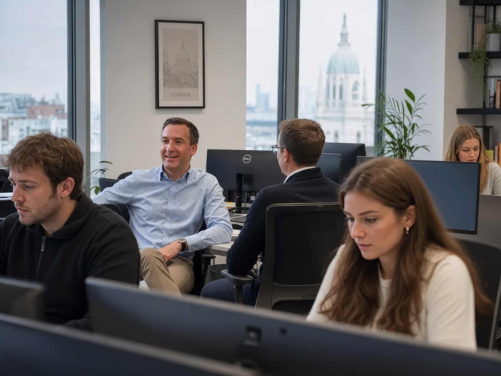 Mark Hurren with the Hurren and Hope team in their London office