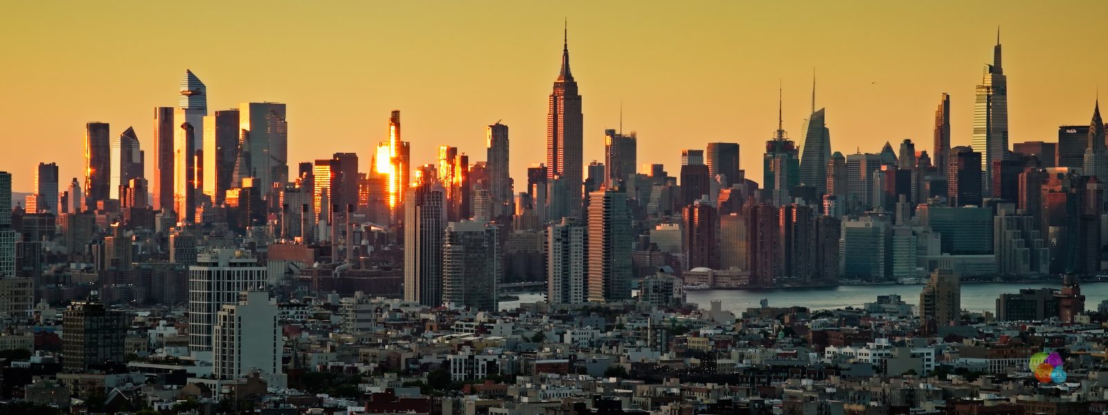 New York City skyline at sunset, Manhattan